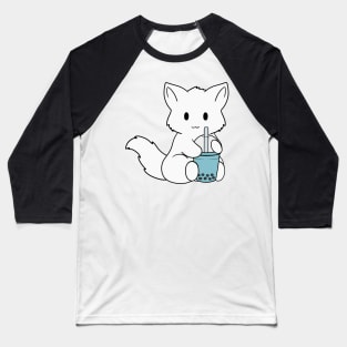 Bubble Tea White Fox Baseball T-Shirt
